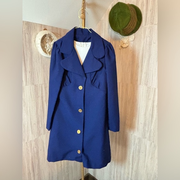 Peaches N Cream Vintage Elegant Blue Girls Dress & Coat - Picture 1 of 10